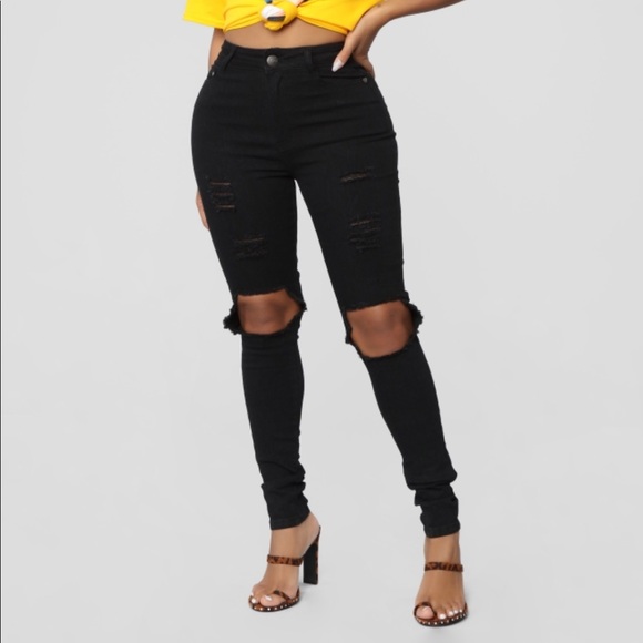 Fashion Nova Denim - Fashion Nova Black Ripped Jeans